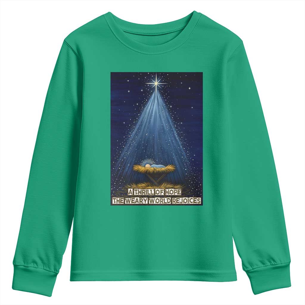 Nativity Scene Christmas Youth Sweatshirt Biible Baby Jesus Christian - Wonder Print Shop