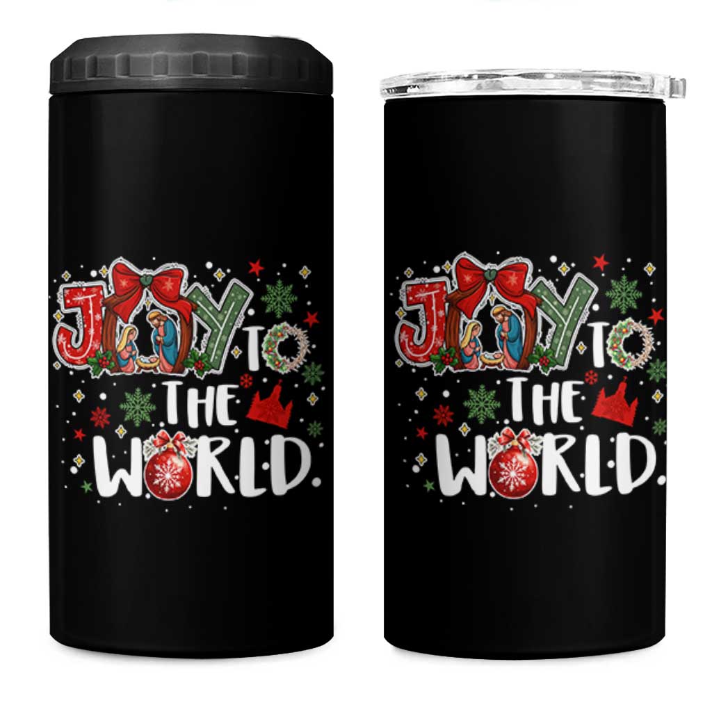 Nativity Scene Christmas 4 in 1 Can Cooler Tumbler Joy To The World - Wonder Print Shop