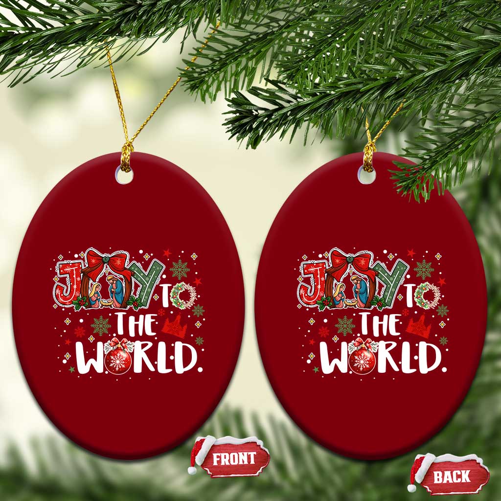Nativity Scene Xmas Ceramic Ornament Joy To The World - Wonder Print Shop