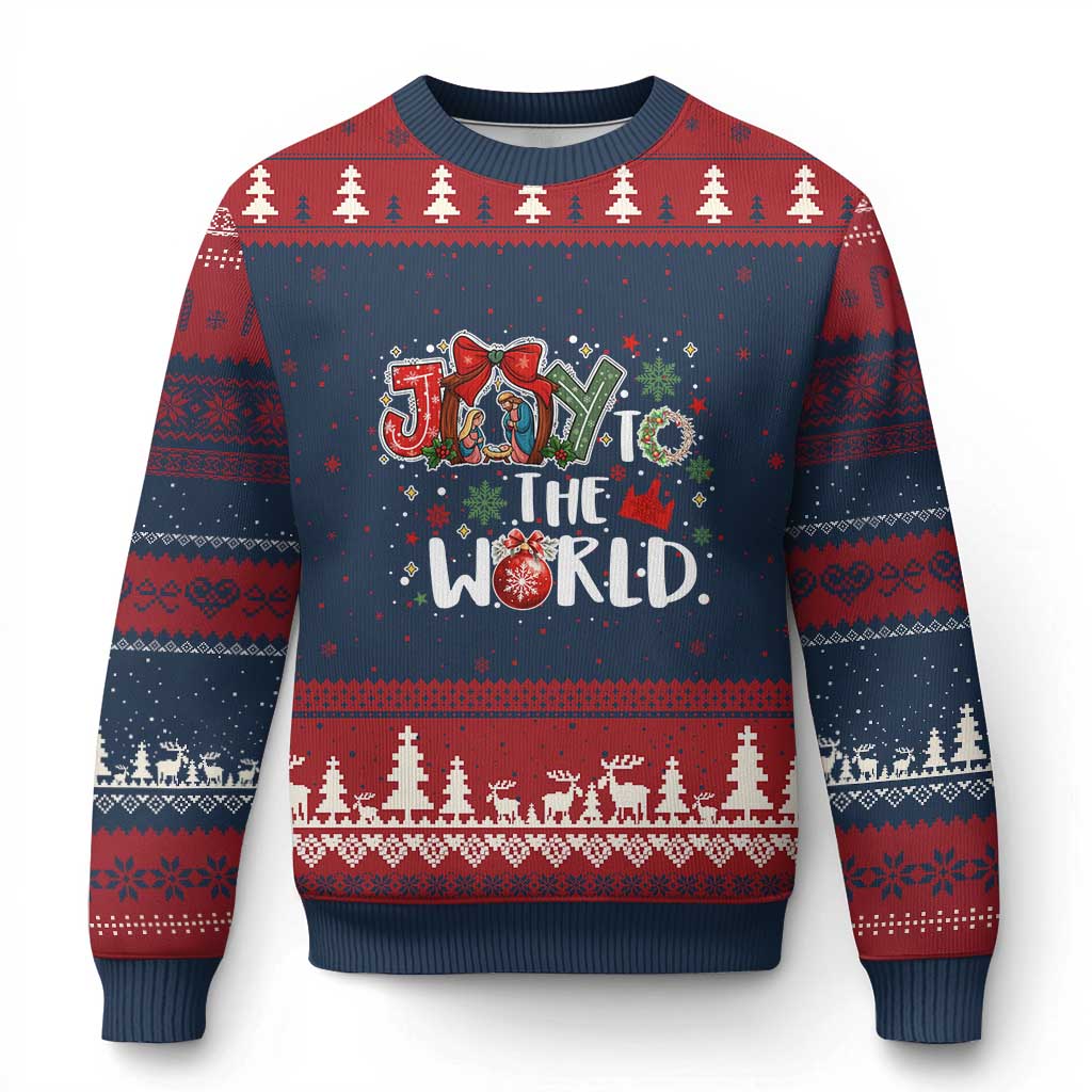 Nativity Scene Xmas Ugly Christmas Sweater Joy To The World - Wonder Print Shop