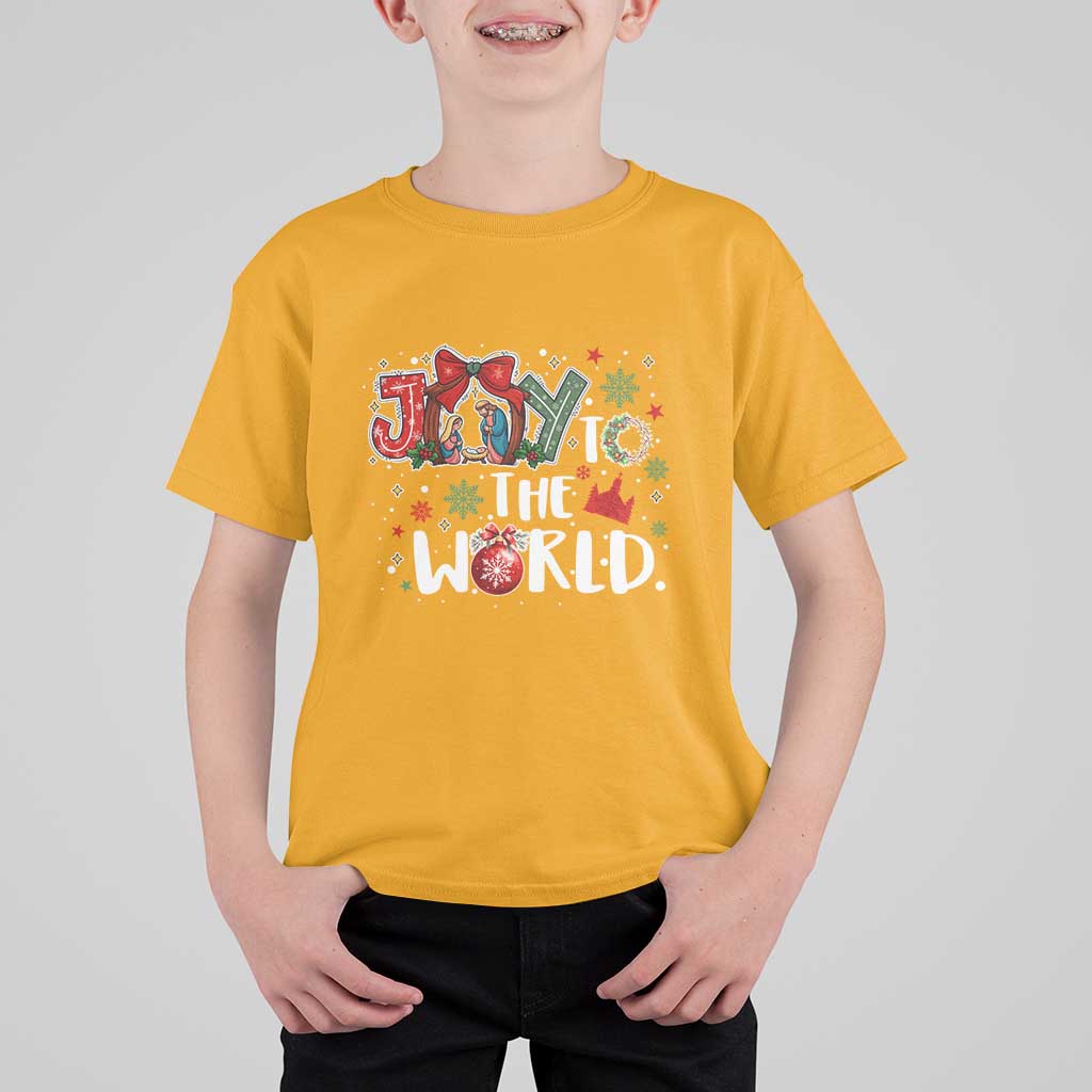 Nativity Scene Christmas T Shirt For Kid Joy To The World - Wonder Print Shop