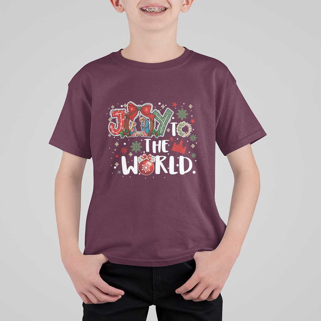Nativity Scene Christmas T Shirt For Kid Joy To The World - Wonder Print Shop