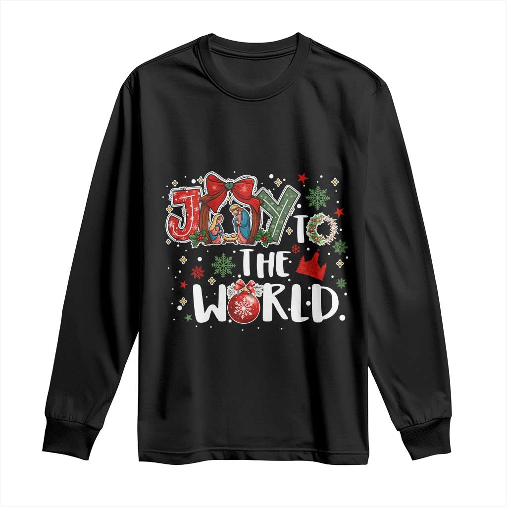 Nativity Scene Christmas Long Sleeve Shirt Joy To The World - Wonder Print Shop