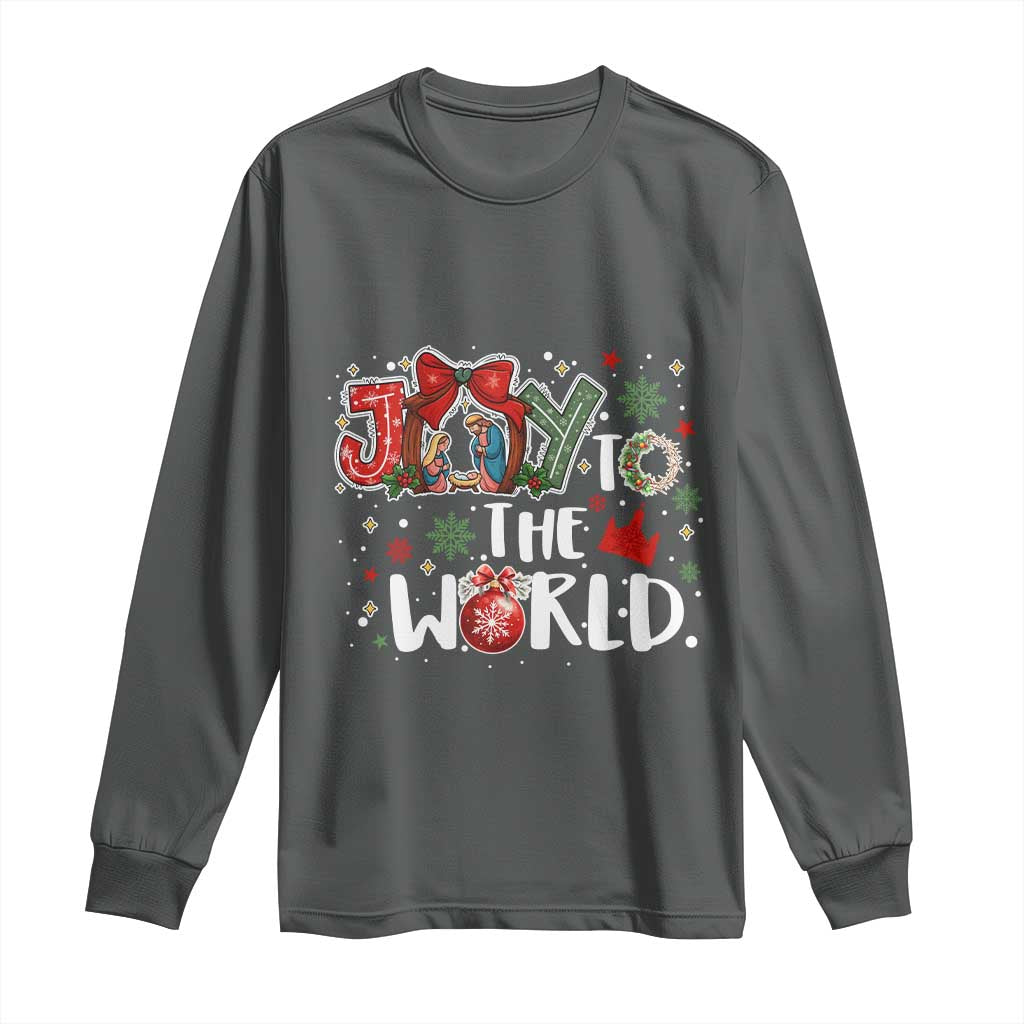 Nativity Scene Christmas Long Sleeve Shirt Joy To The World - Wonder Print Shop