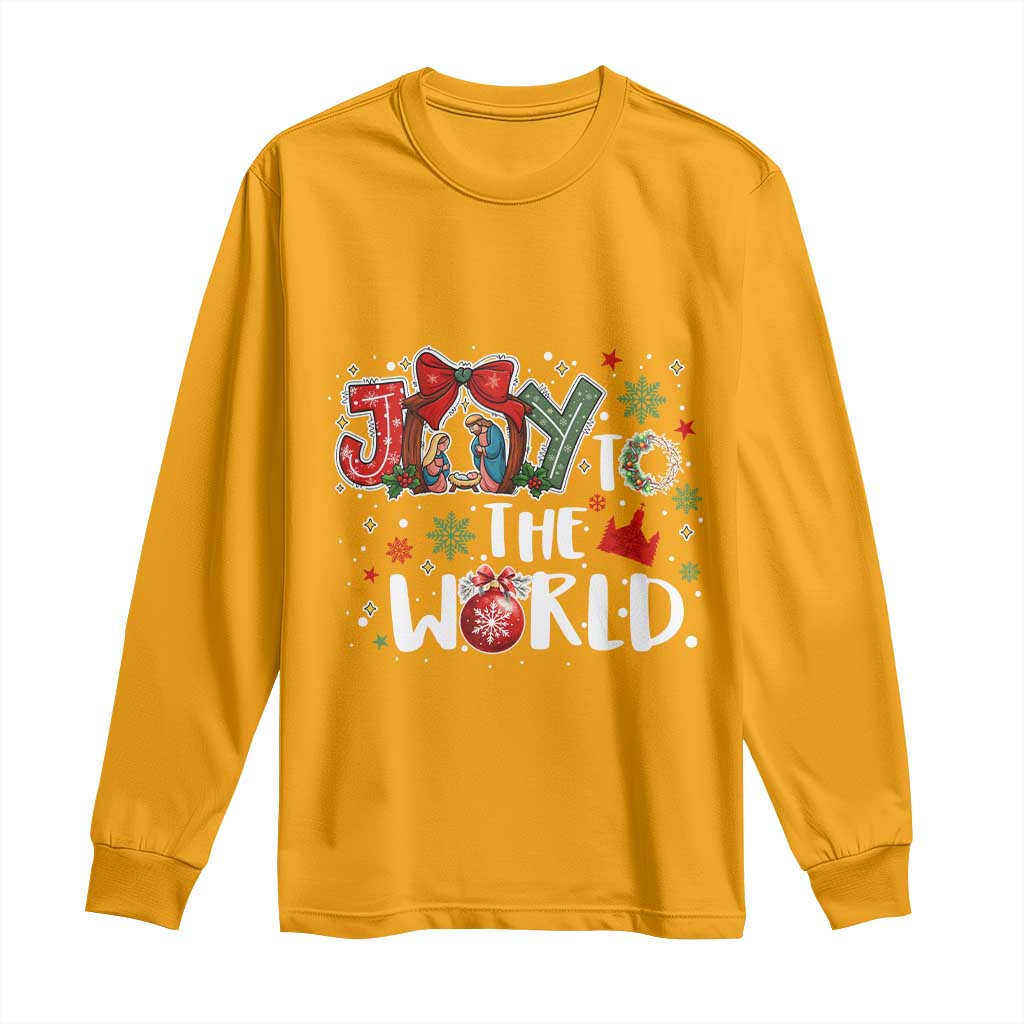 Nativity Scene Christmas Long Sleeve Shirt Joy To The World - Wonder Print Shop