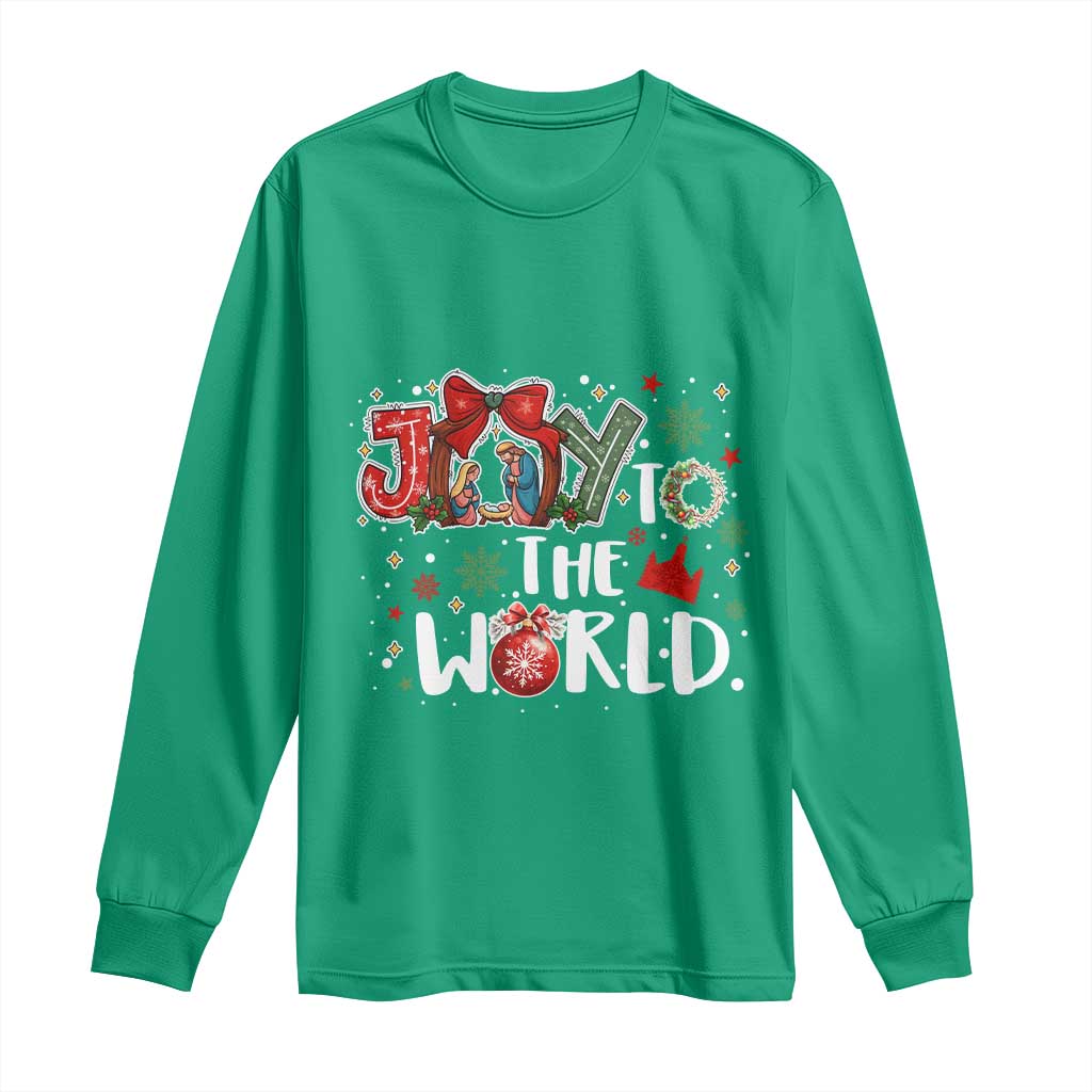 Nativity Scene Christmas Long Sleeve Shirt Joy To The World - Wonder Print Shop