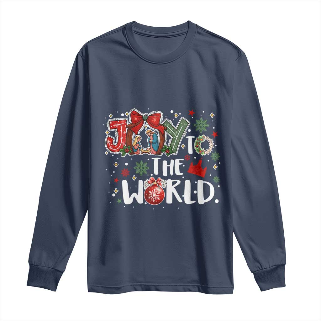 Nativity Scene Christmas Long Sleeve Shirt Joy To The World - Wonder Print Shop