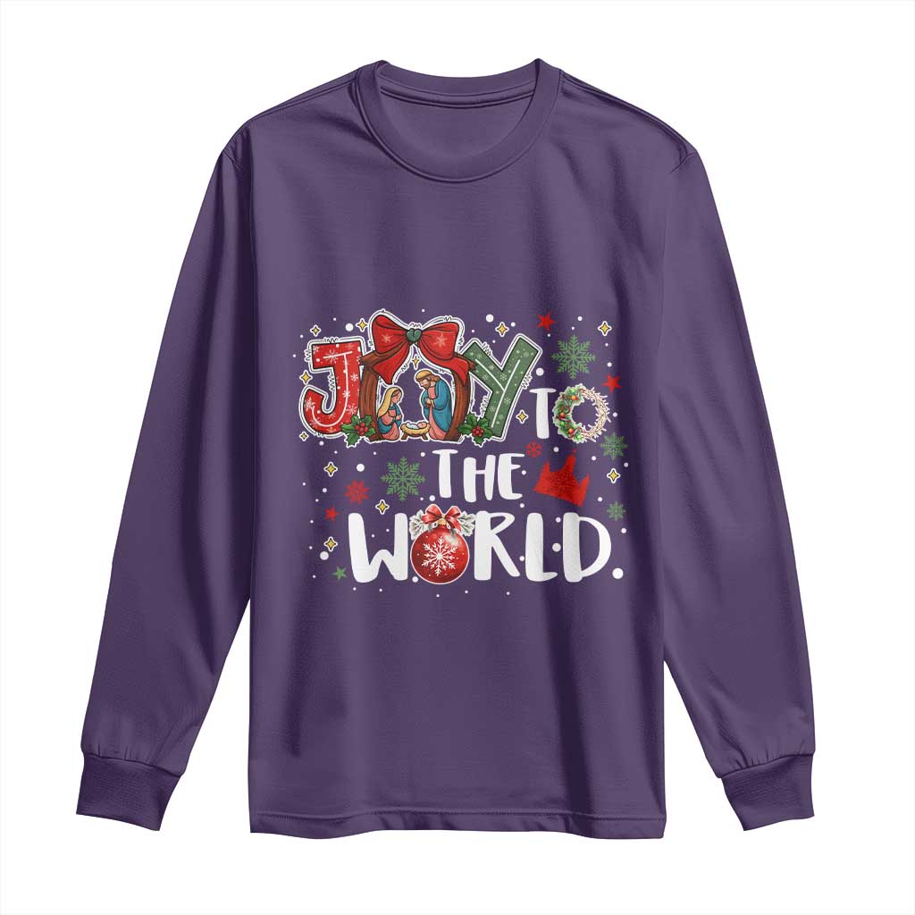 Nativity Scene Christmas Long Sleeve Shirt Joy To The World - Wonder Print Shop
