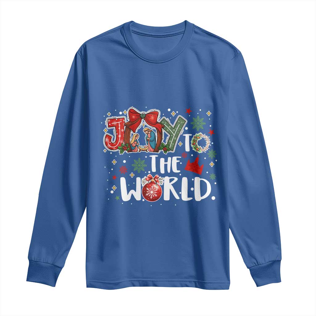 Nativity Scene Christmas Long Sleeve Shirt Joy To The World - Wonder Print Shop