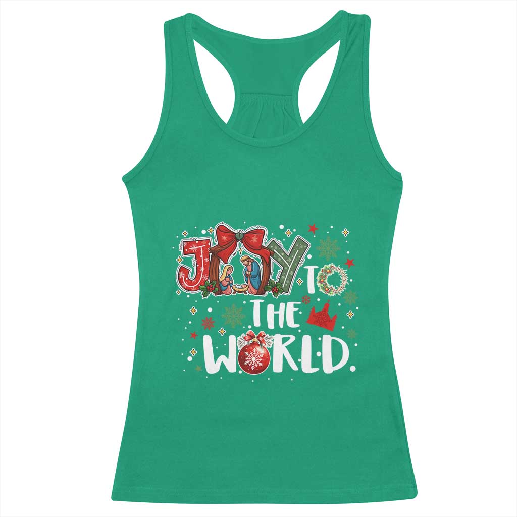 Nativity Scene Christmas Racerback Tank Top Joy To The World - Wonder Print Shop