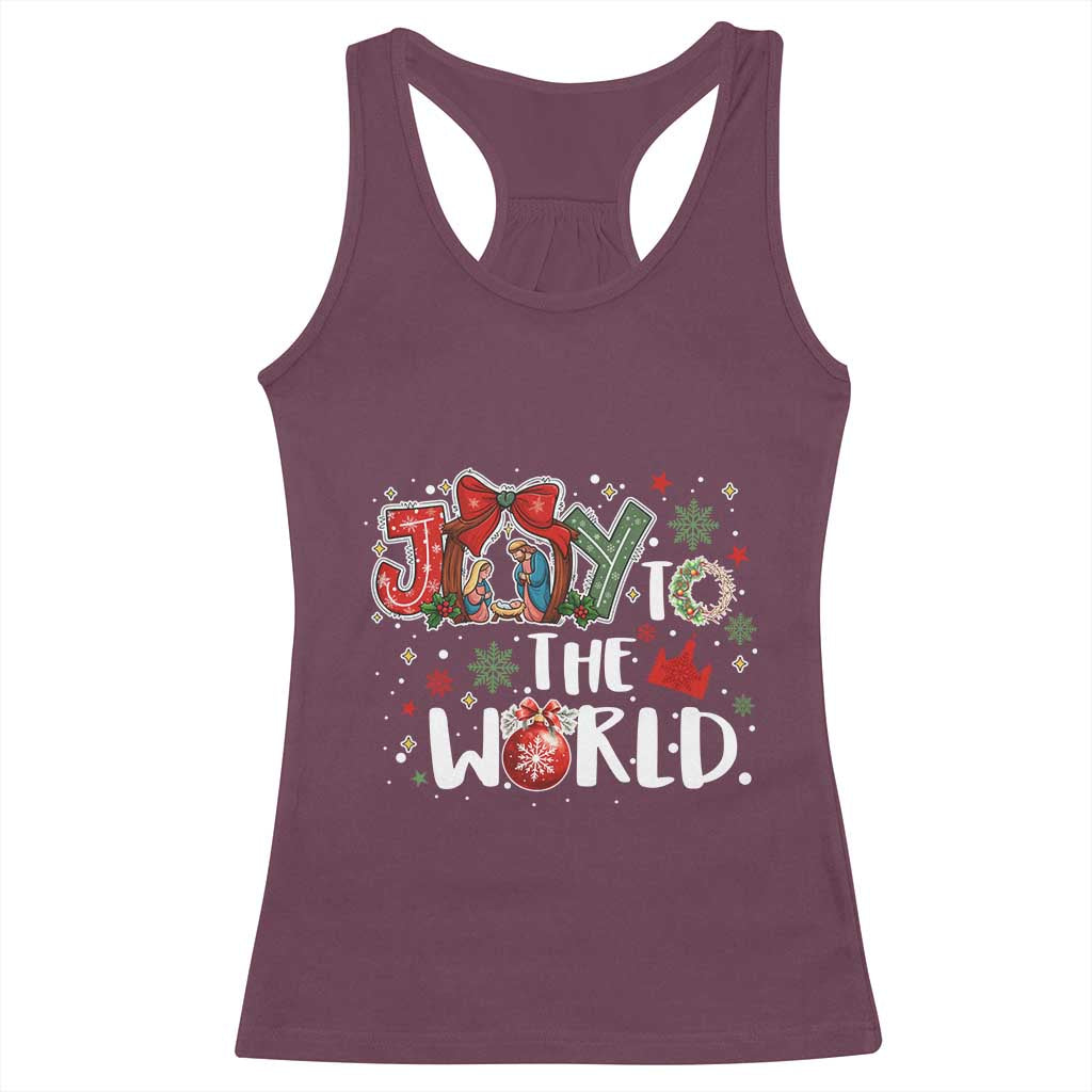 Nativity Scene Christmas Racerback Tank Top Joy To The World - Wonder Print Shop