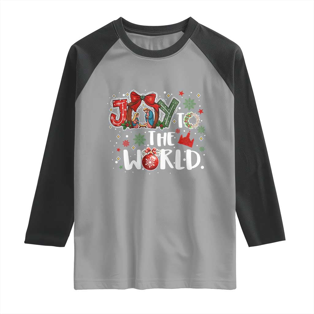 Nativity Scene Christmas Raglan Shirt Joy To The World - Wonder Print Shop