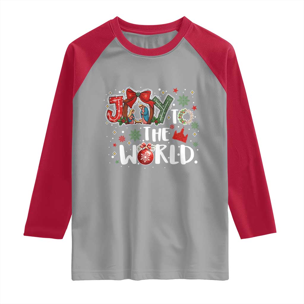 Nativity Scene Christmas Raglan Shirt Joy To The World - Wonder Print Shop
