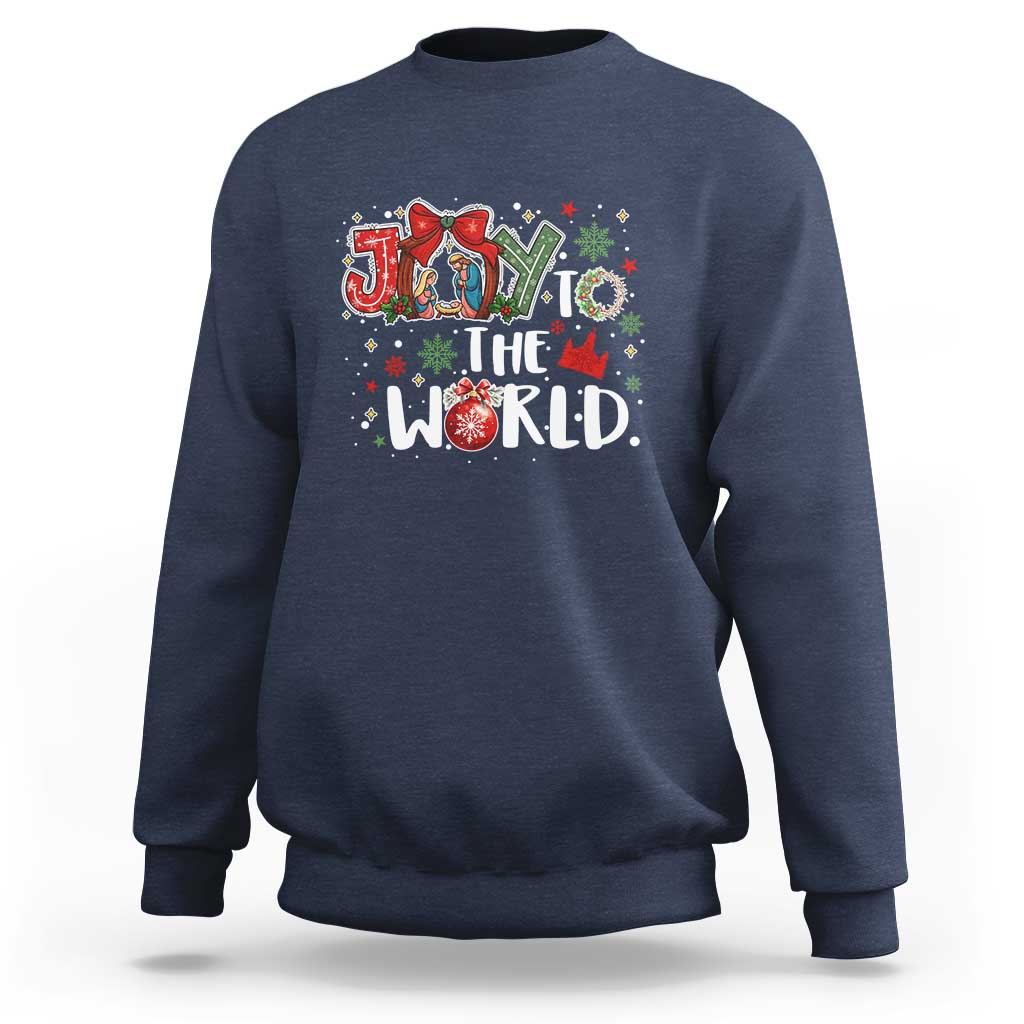 Nativity Scene Christmas Sweatshirt Joy To The World - Wonder Print Shop