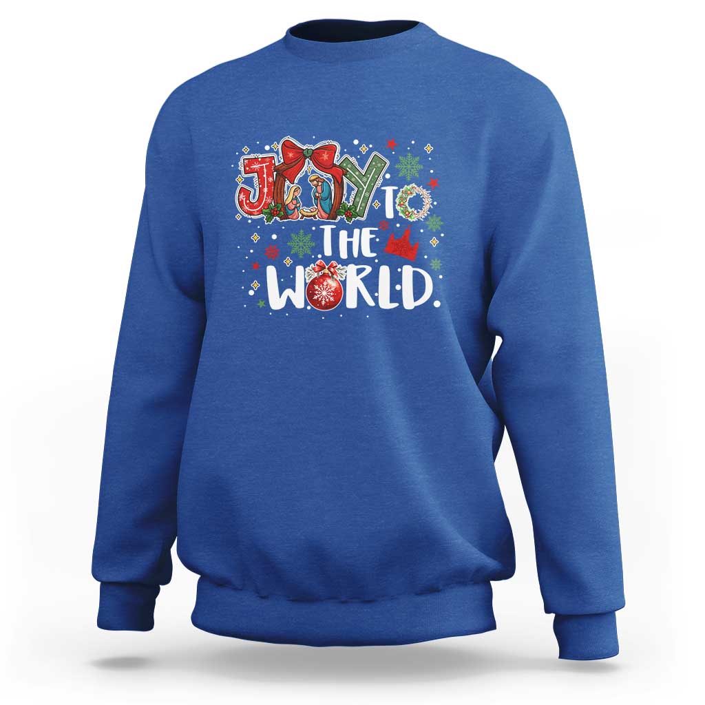 Nativity Scene Christmas Sweatshirt Joy To The World - Wonder Print Shop