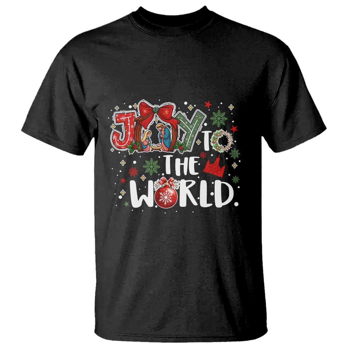 Nativity Scene Christmas T Shirt Joy To The World - Wonder Print Shop