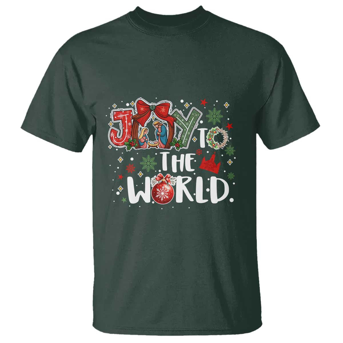 Nativity Scene Christmas T Shirt Joy To The World - Wonder Print Shop