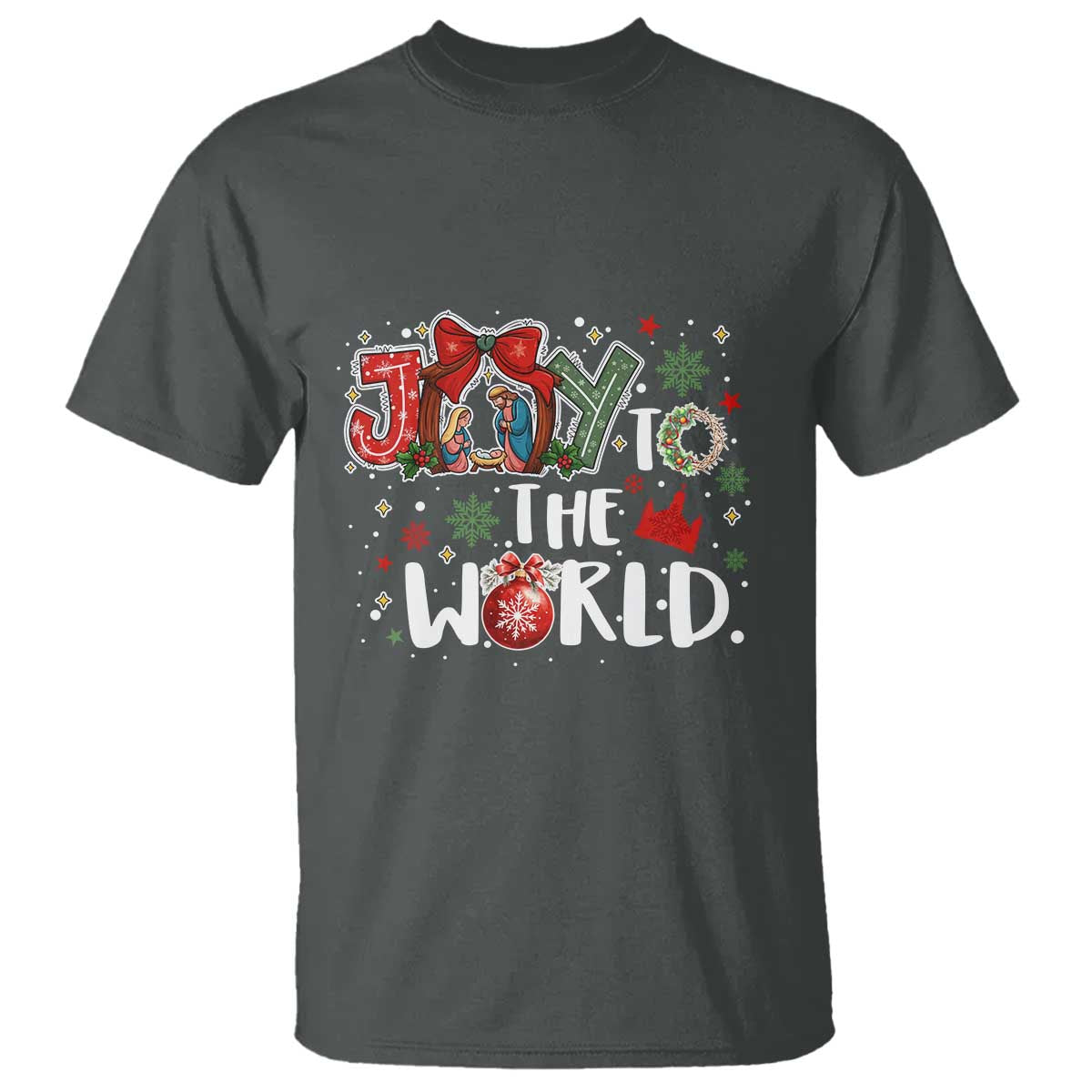 Nativity Scene Christmas T Shirt Joy To The World - Wonder Print Shop
