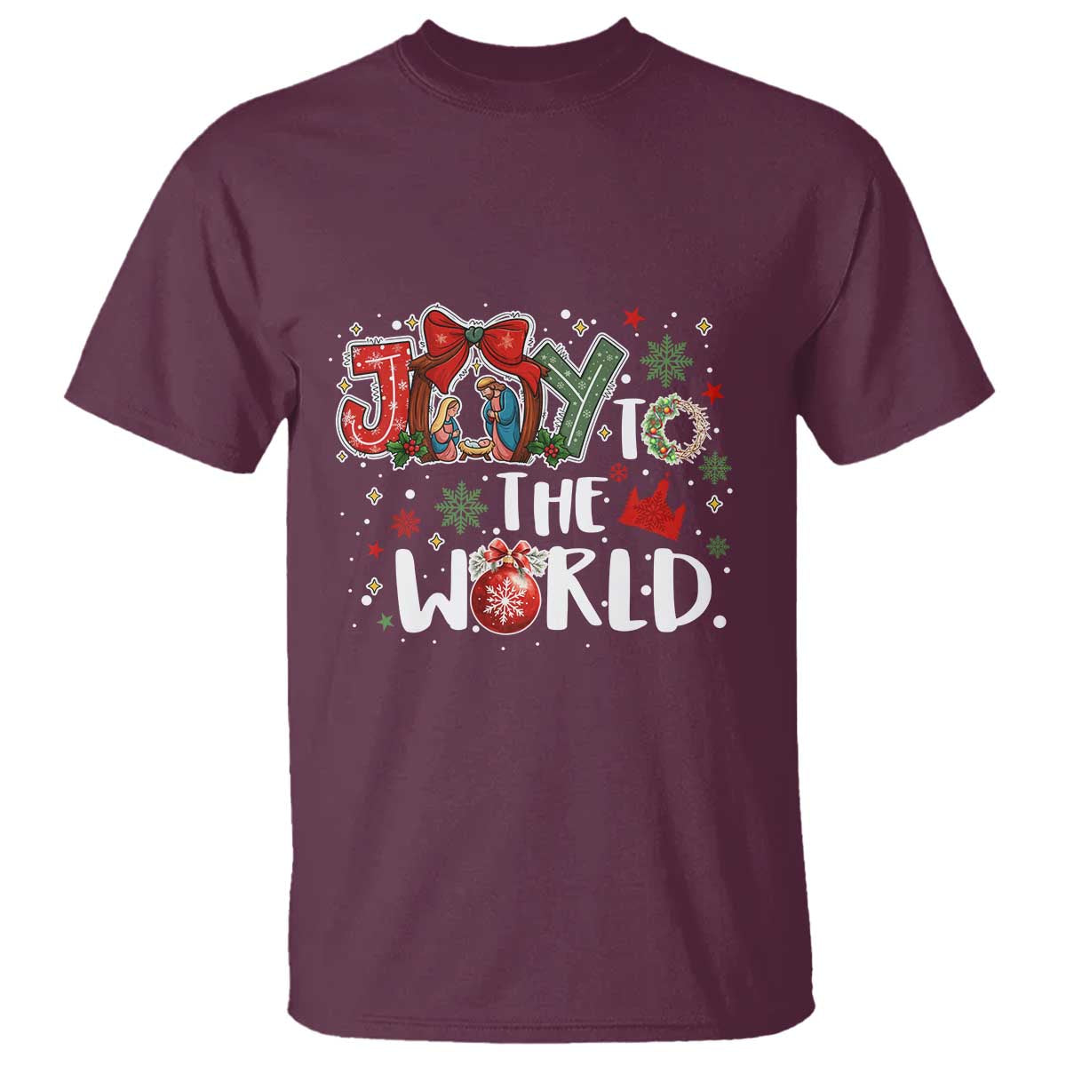 Nativity Scene Christmas T Shirt Joy To The World - Wonder Print Shop
