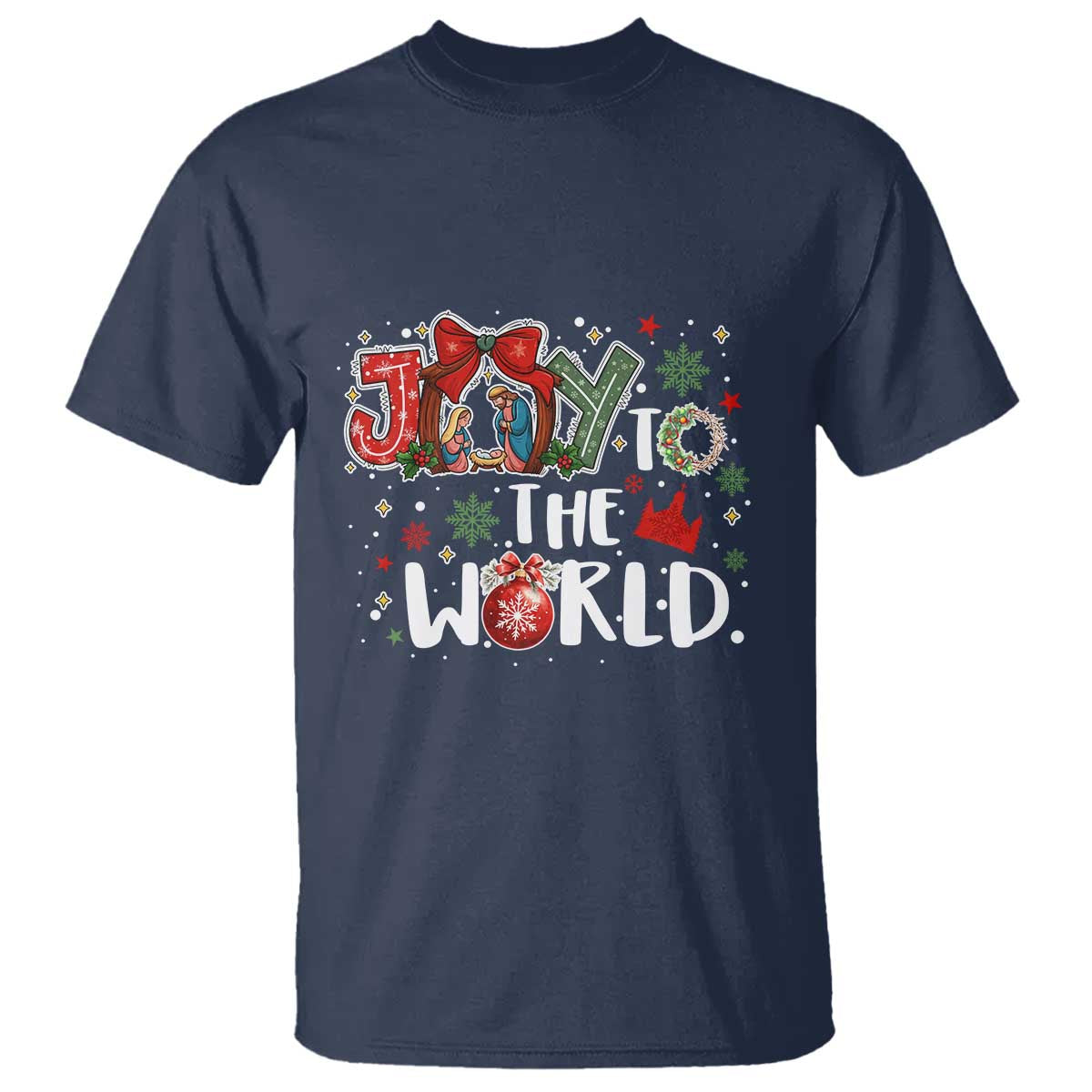 Nativity Scene Christmas T Shirt Joy To The World - Wonder Print Shop
