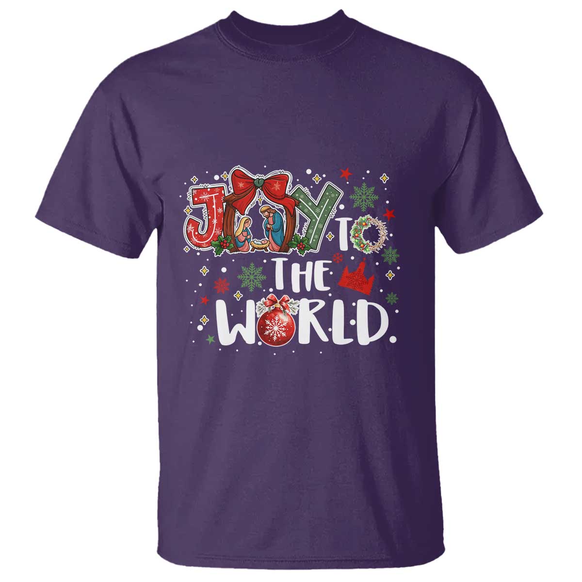 Nativity Scene Christmas T Shirt Joy To The World - Wonder Print Shop
