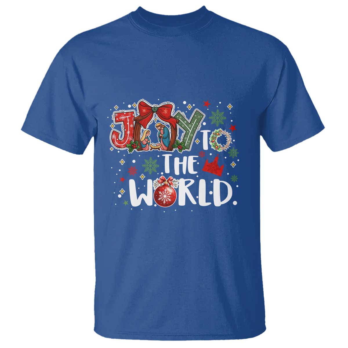 Nativity Scene Christmas T Shirt Joy To The World - Wonder Print Shop