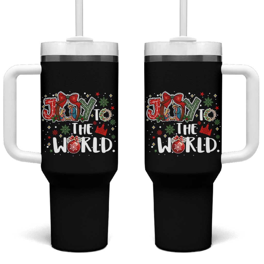Nativity Scene Christmas Tumbler With Handle Joy To The World - Wonder Print Shop