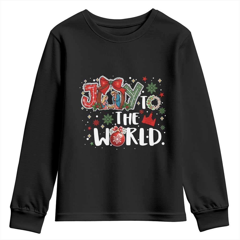 Nativity Scene Christmas Youth Sweatshirt Joy To The World - Wonder Print Shop