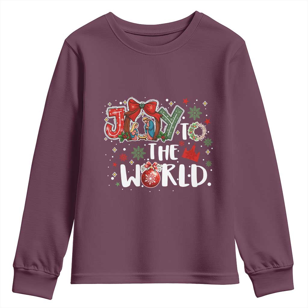 Nativity Scene Christmas Youth Sweatshirt Joy To The World - Wonder Print Shop