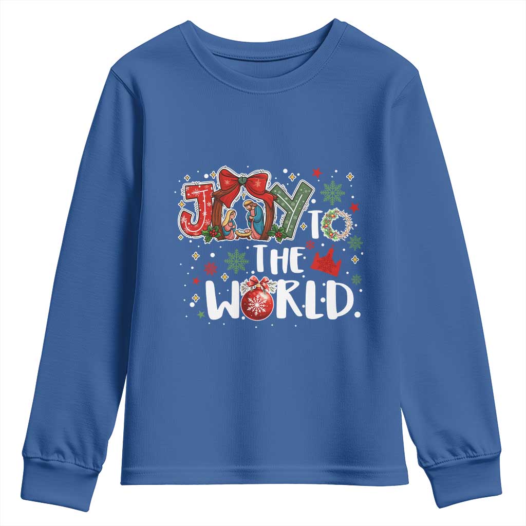 Nativity Scene Christmas Youth Sweatshirt Joy To The World - Wonder Print Shop