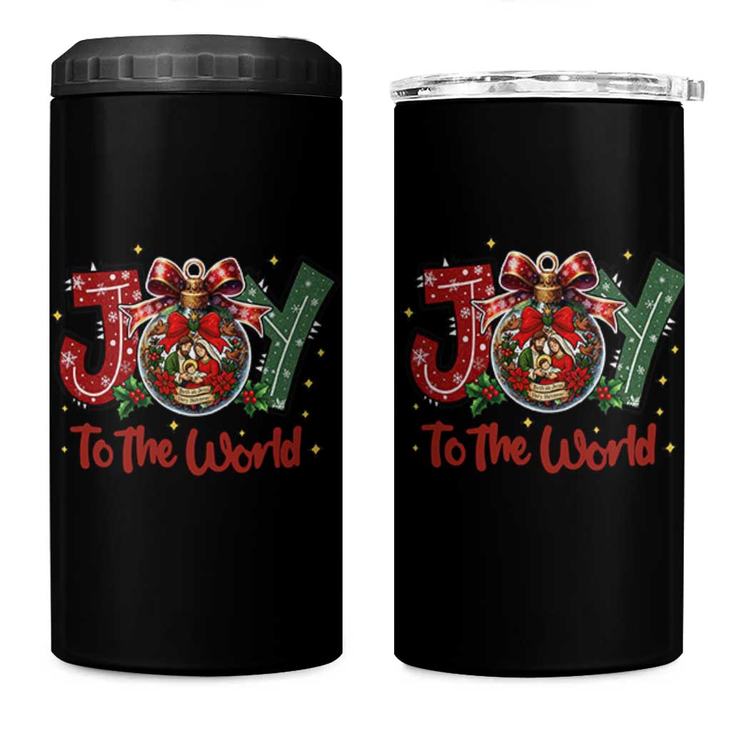 Jesus Christmas 4 in 1 Can Cooler Tumbler Joy To The World - Wonder Print Shop