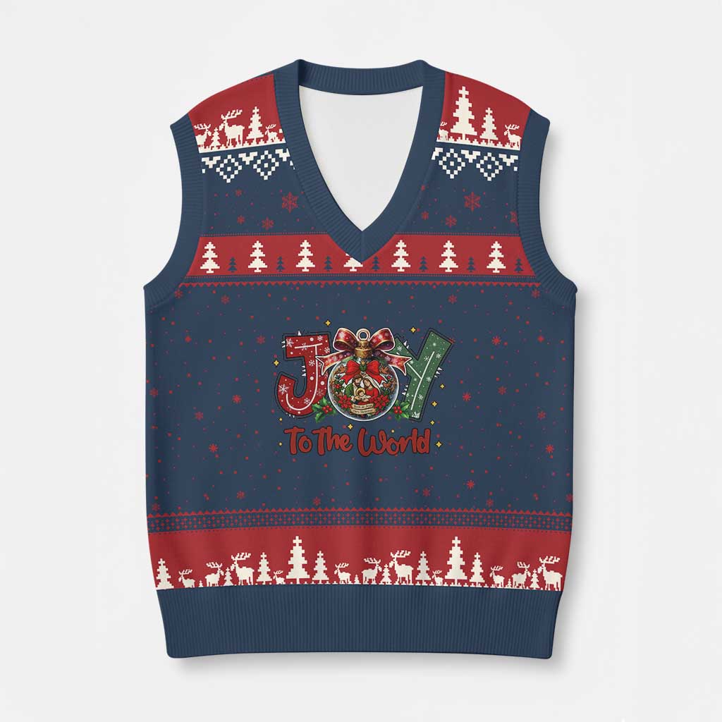 Jesus Xmas V-Neck Knit Sweater Vest Joy To The World - Wonder Print Shop