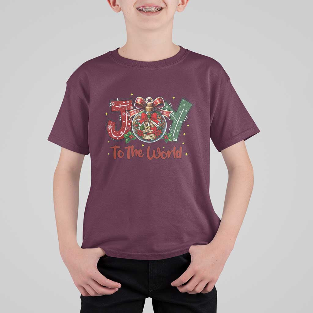 Jesus Christmas T Shirt For Kid Joy To The World - Wonder Print Shop