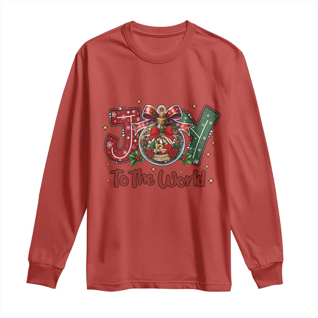 Jesus Christmas Long Sleeve Shirt Joy To The World - Wonder Print Shop