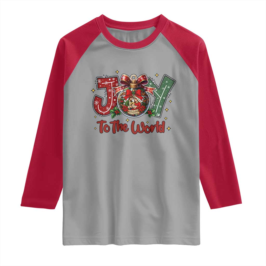 Jesus Christmas Raglan Shirt Joy To The World - Wonder Print Shop