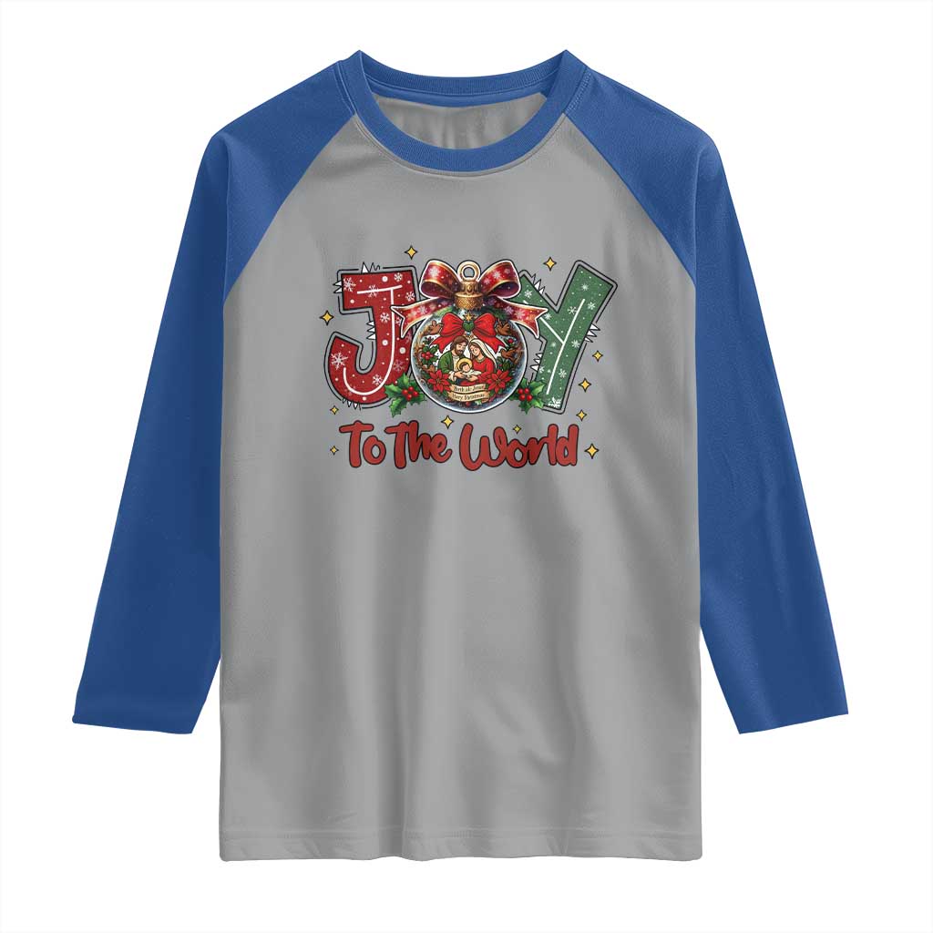 Jesus Christmas Raglan Shirt Joy To The World - Wonder Print Shop