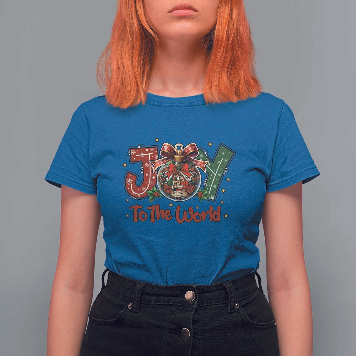 Jesus Christmas T Shirt For Women Joy To The World - Wonder Print Shop
