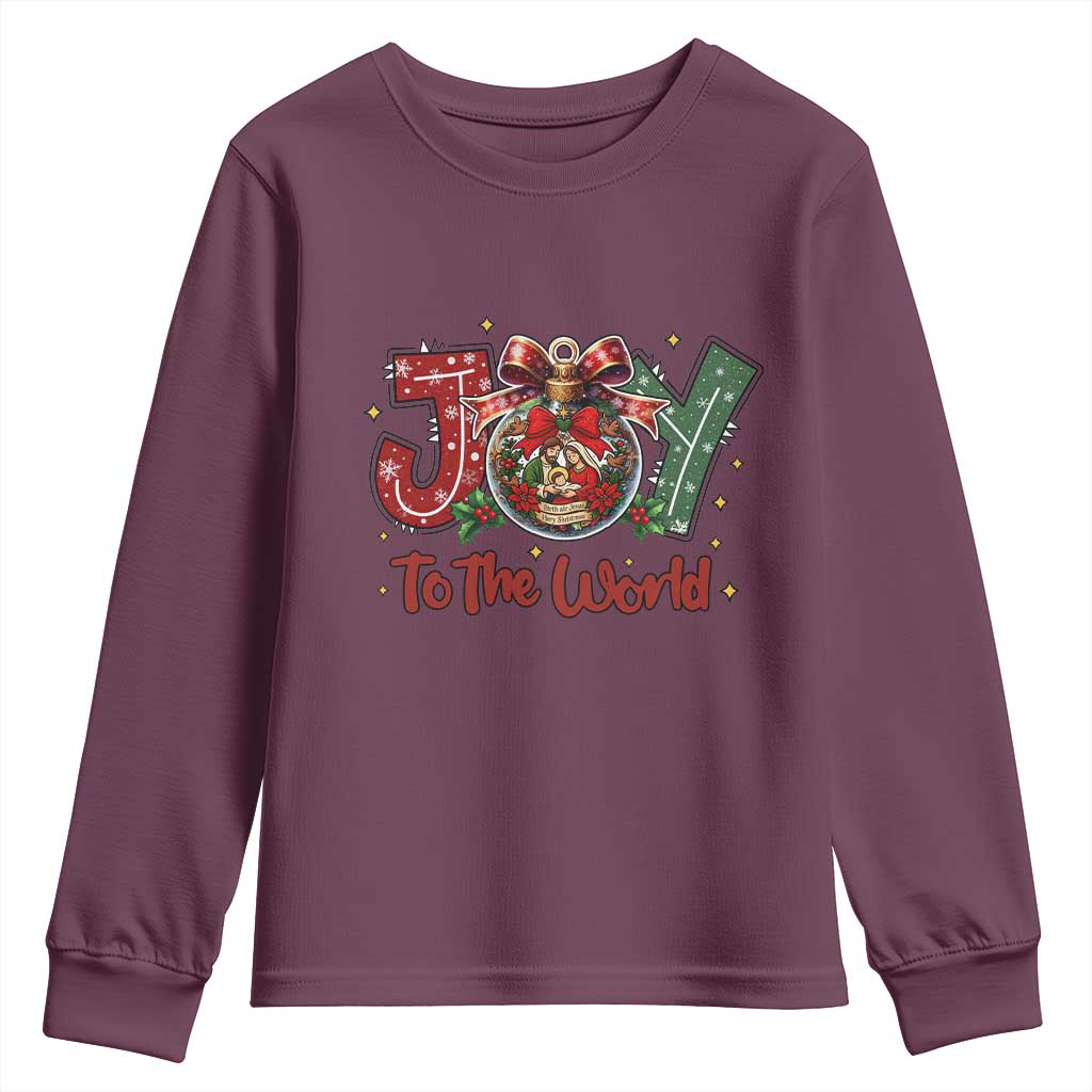 Jesus Christmas Youth Sweatshirt Joy To The World - Wonder Print Shop