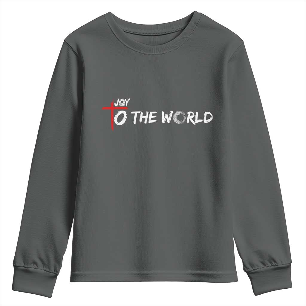 Jesus Christian Christmas Youth Sweatshirt Joy To The World - Wonder Print Shop