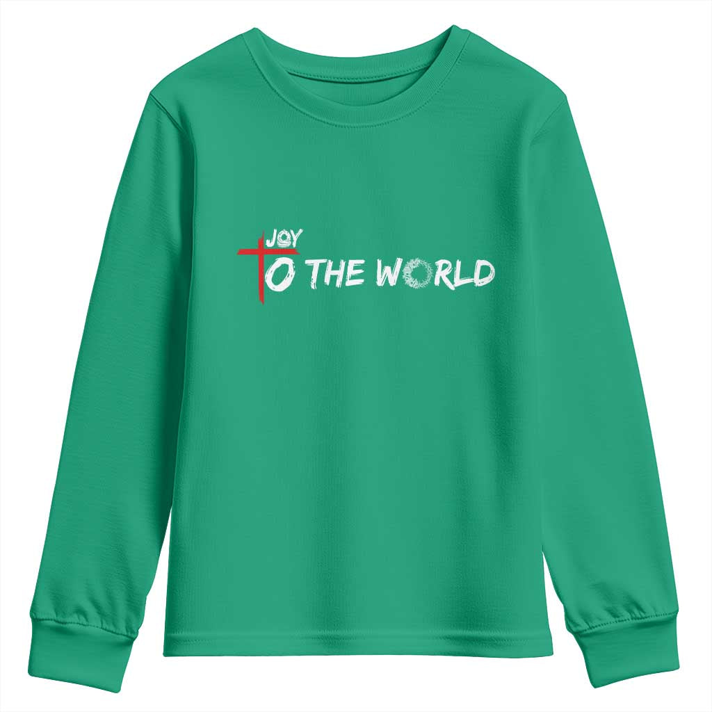 Jesus Christian Christmas Youth Sweatshirt Joy To The World - Wonder Print Shop