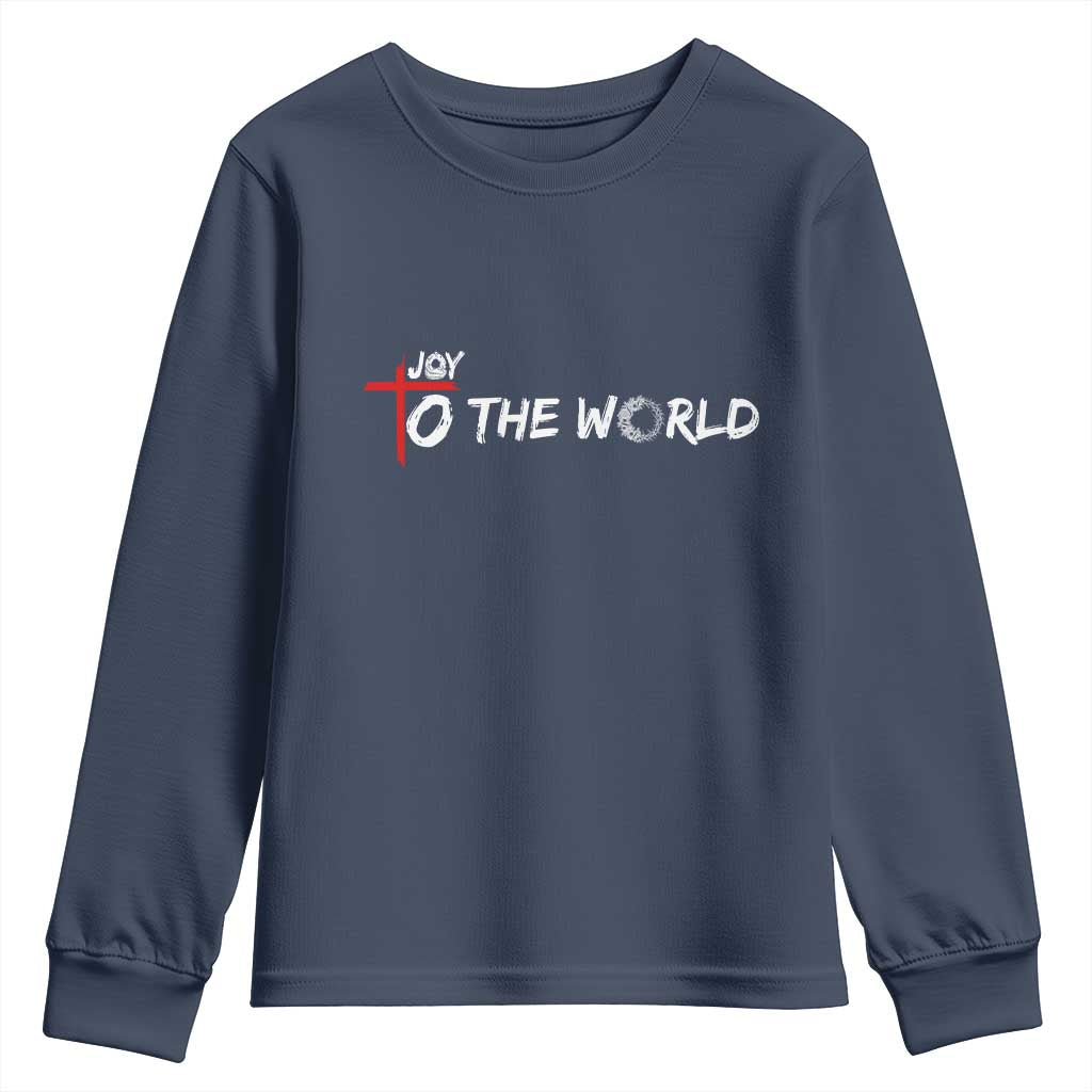 Jesus Christian Christmas Youth Sweatshirt Joy To The World - Wonder Print Shop
