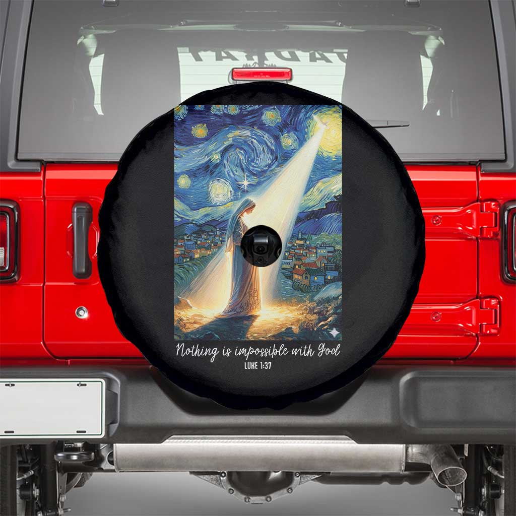 Virgin Mary Starry Night Spare Tire Cover Luke 2:11 Christian Faith - Wonder Print Shop