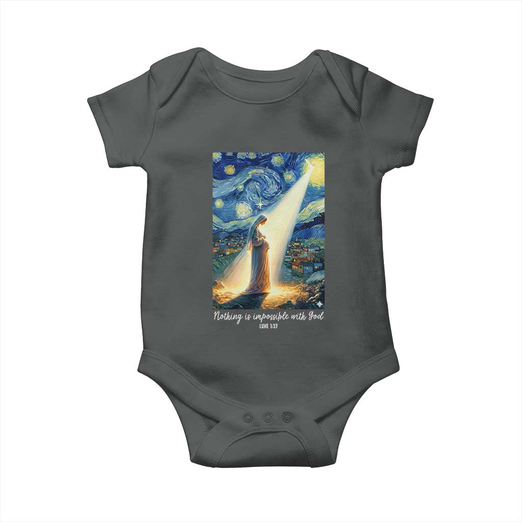 Virgin Mary Starry Night Baby Onesie Luke 2:11 Christian Faith - Wonder Print Shop