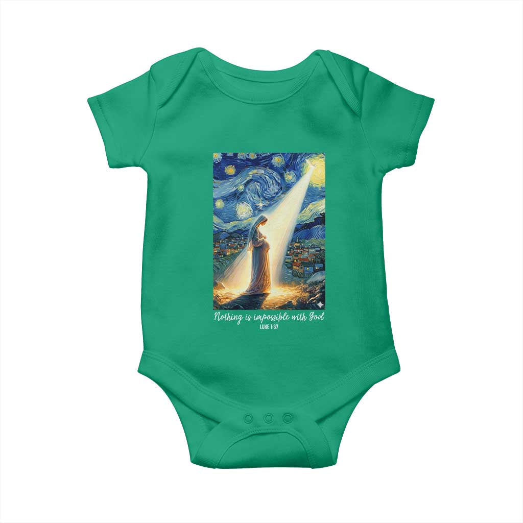 Virgin Mary Starry Night Baby Onesie Luke 2:11 Christian Faith - Wonder Print Shop