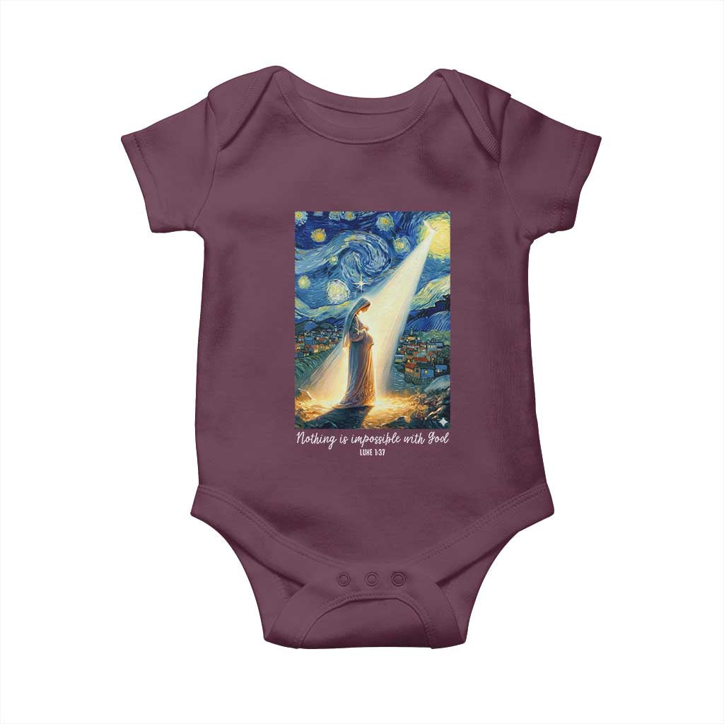 Virgin Mary Starry Night Baby Onesie Luke 2:11 Christian Faith - Wonder Print Shop