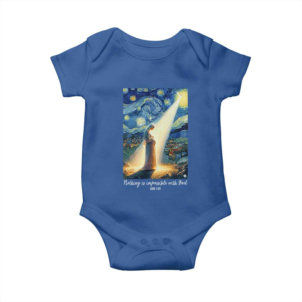 Virgin Mary Starry Night Baby Onesie Luke 2:11 Christian Faith - Wonder Print Shop