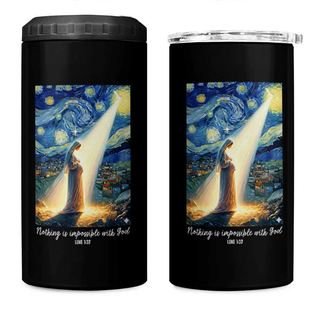 Virgin Mary Starry Night 4 in 1 Can Cooler Tumbler Luke 2:11 Christian Faith - Wonder Print Shop