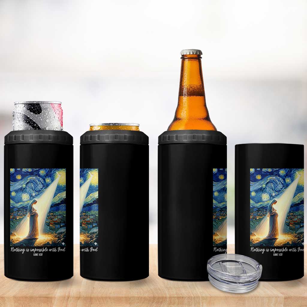 Virgin Mary Starry Night 4 in 1 Can Cooler Tumbler Luke 2:11 Christian Faith - Wonder Print Shop