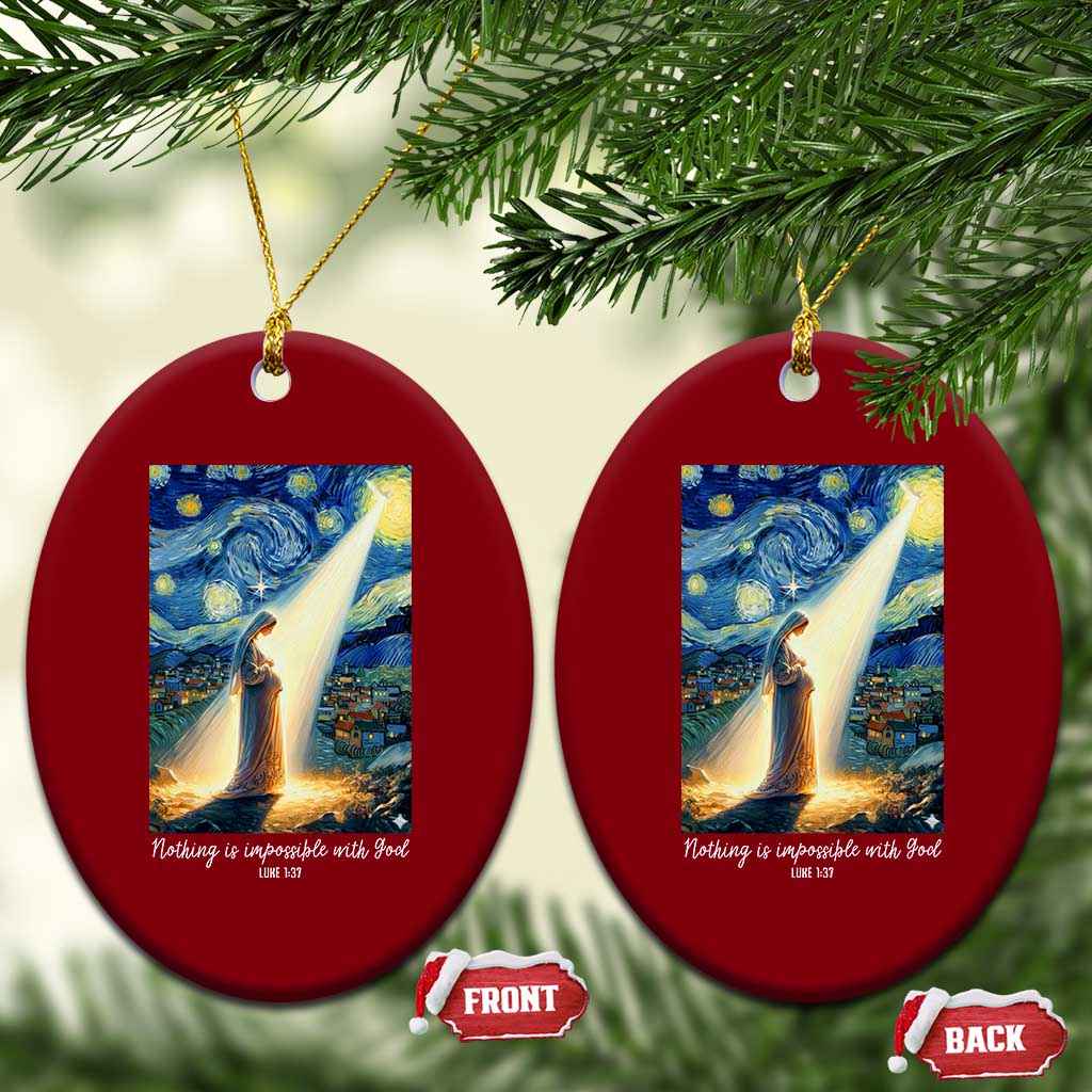 Virgin Mary Starry Night Ceramic Ornament Luke 2:11 Christian Faith - Wonder Print Shop