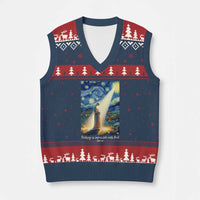 Virgin Mary Starry Night V-Neck Knit Sweater Vest Luke 2:11 Christian Faith - Wonder Print Shop